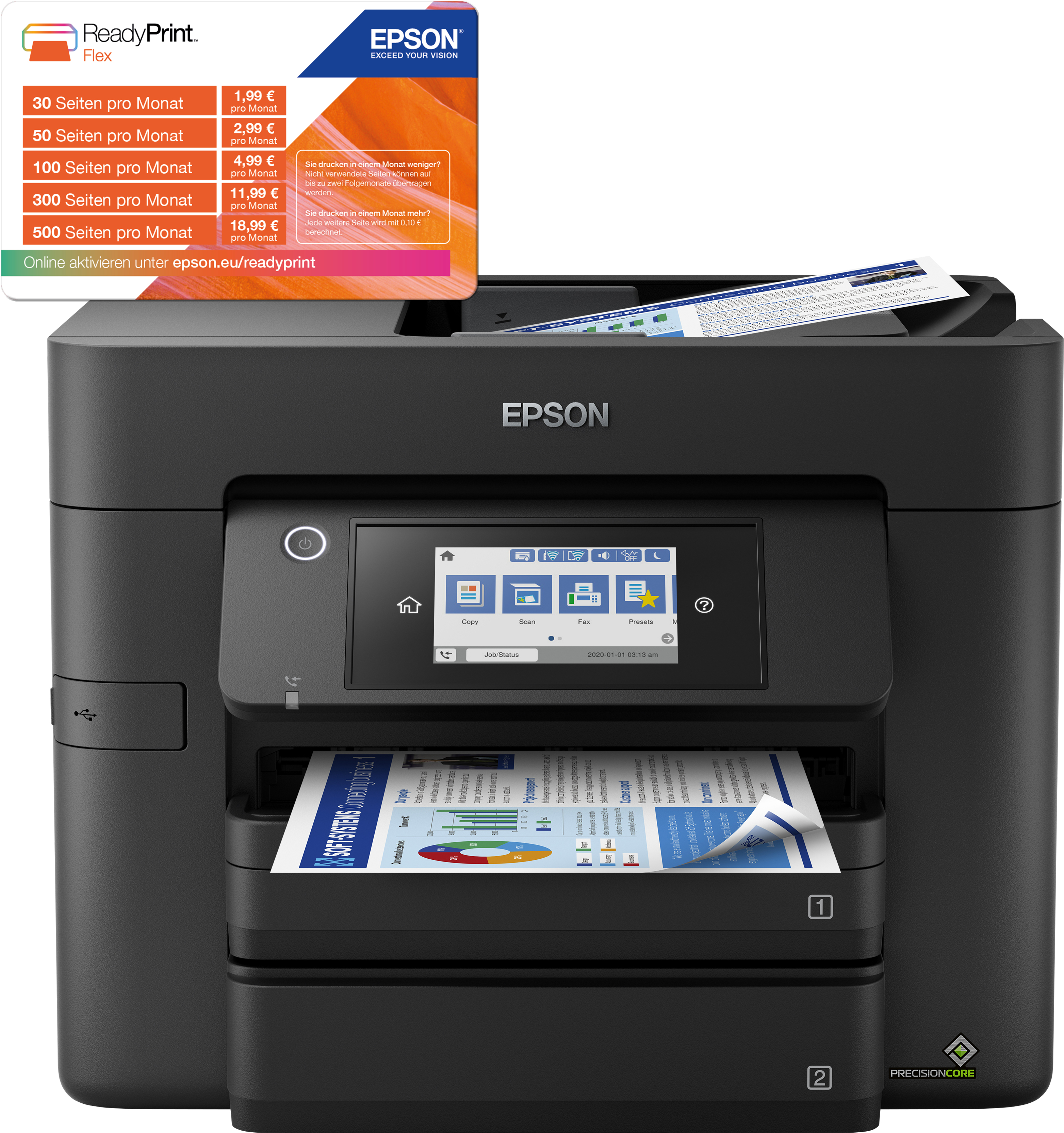 Epson WorkForce Pro WF-4830DTWF, urządzenie wielofunkcyjne – Wi-Fi, LAN, USB, faks, duplex